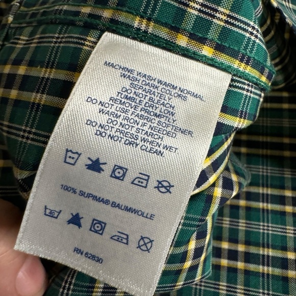 Lands End No Iron Pinpoint Oxford Plaid Button down long sleeve mens shirt XL - Picture 6 of 8